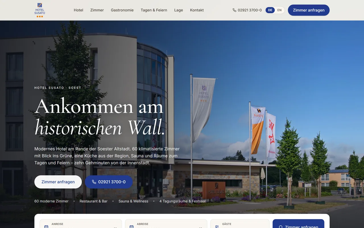 Website-Konzept: Stadthotel mit Restaurant · Hotel & Gastronomie