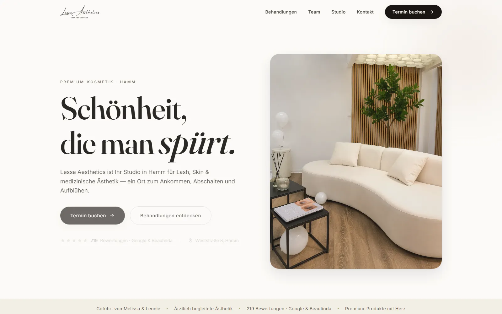Website für Lessa Aesthetics · Beauty & Kosmetik